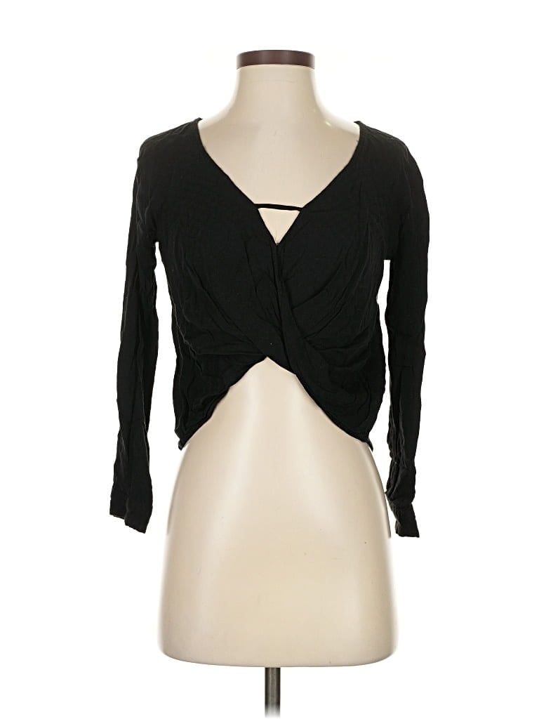 Pre-owned Urban Outfitters Long Sleeve Top Black Plunge Neckline Tops