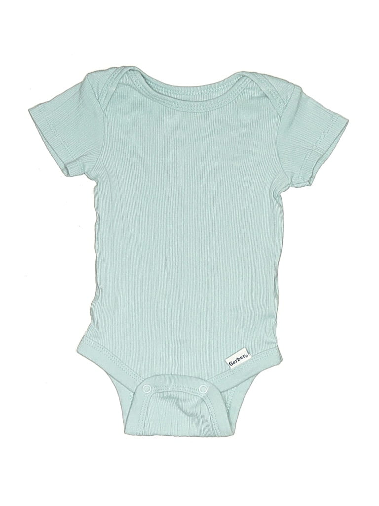 Pre-owned Gerber Babies' Short Sleeve Onesie In Blue
