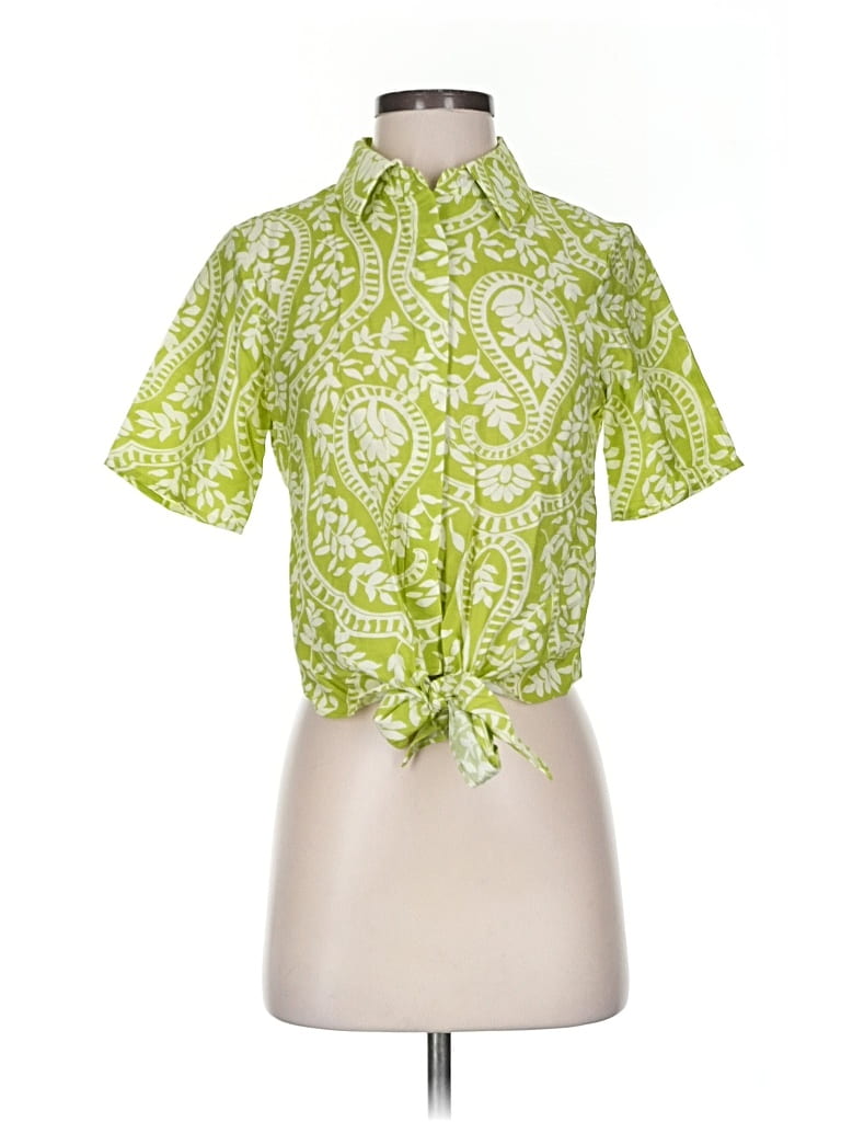 Pre-owned Industry Short Sleeve Blouse In Green