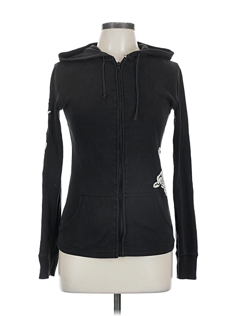 Pre-owned Lucky Brand Zip Up Hoodie In Black