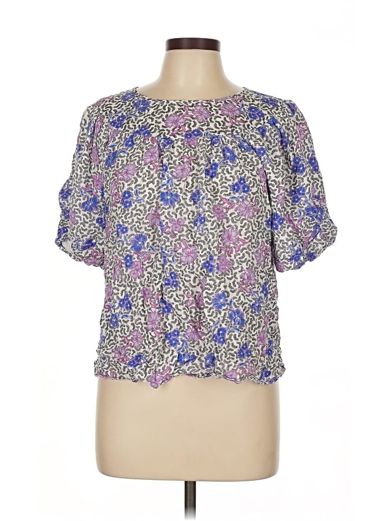Pre-owned Ann Taylor Loft Short Sleeve Blouse In Purple
