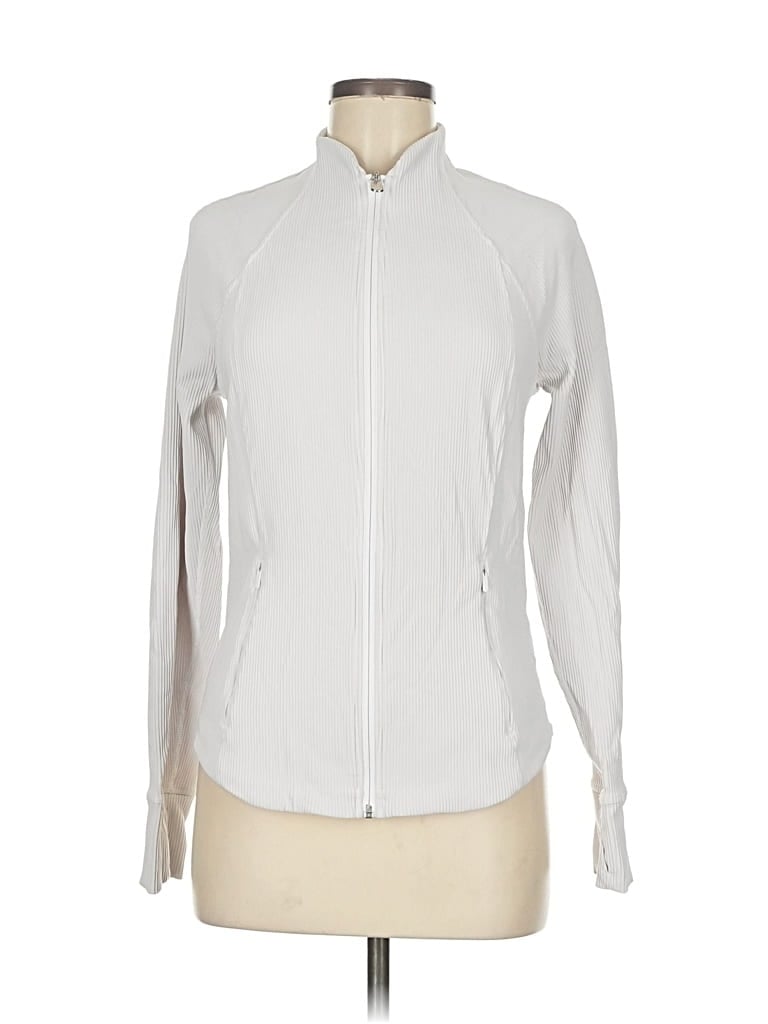 Pre-owned Athleta Track Jacket In White