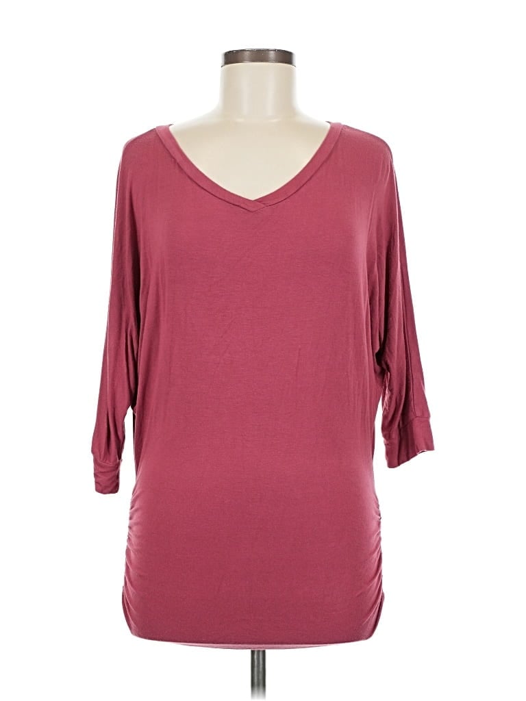 Pre-owned Assorted Brands 3/4 Sleeve T-shirt In Burgundy