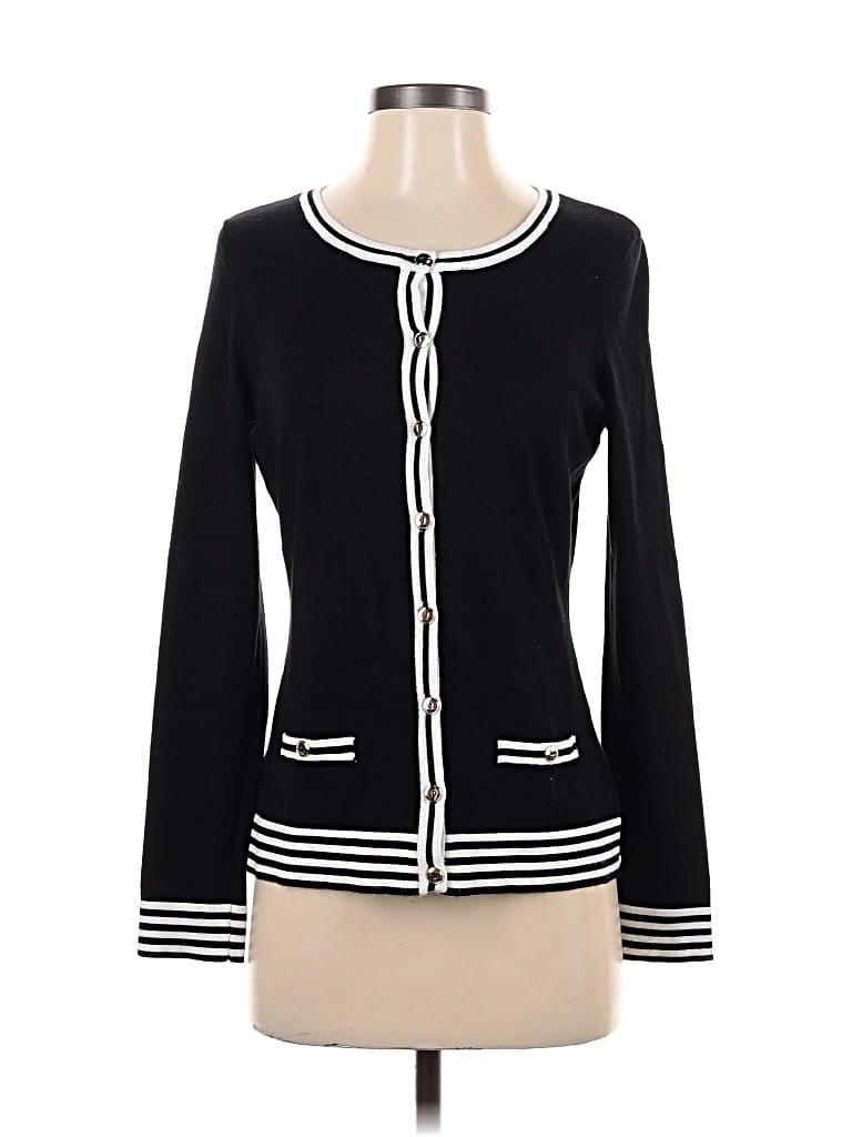 Pre-owned Karen Scott Cardigan Sweater In Black