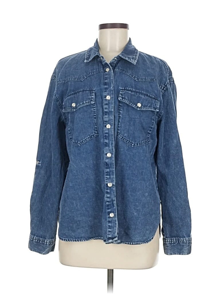 Pre-owned Jane And Delancey Long Sleeve Button Down Shirt In Blue