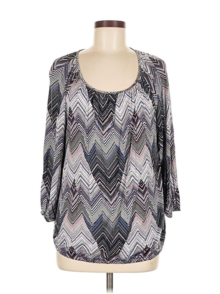 Pre-owned Daisy Fuentes 3/4 Sleeve Blouse In Silver