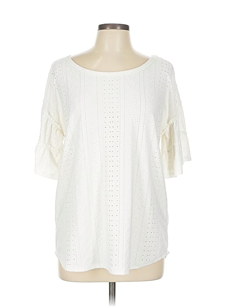 Pre-owned Bibi Short Sleeve Blouse In White