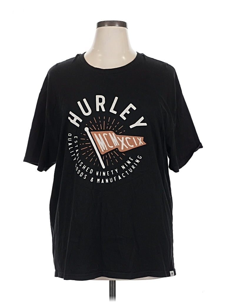 Pre-owned Hurley Short Sleeve T-shirt In Black