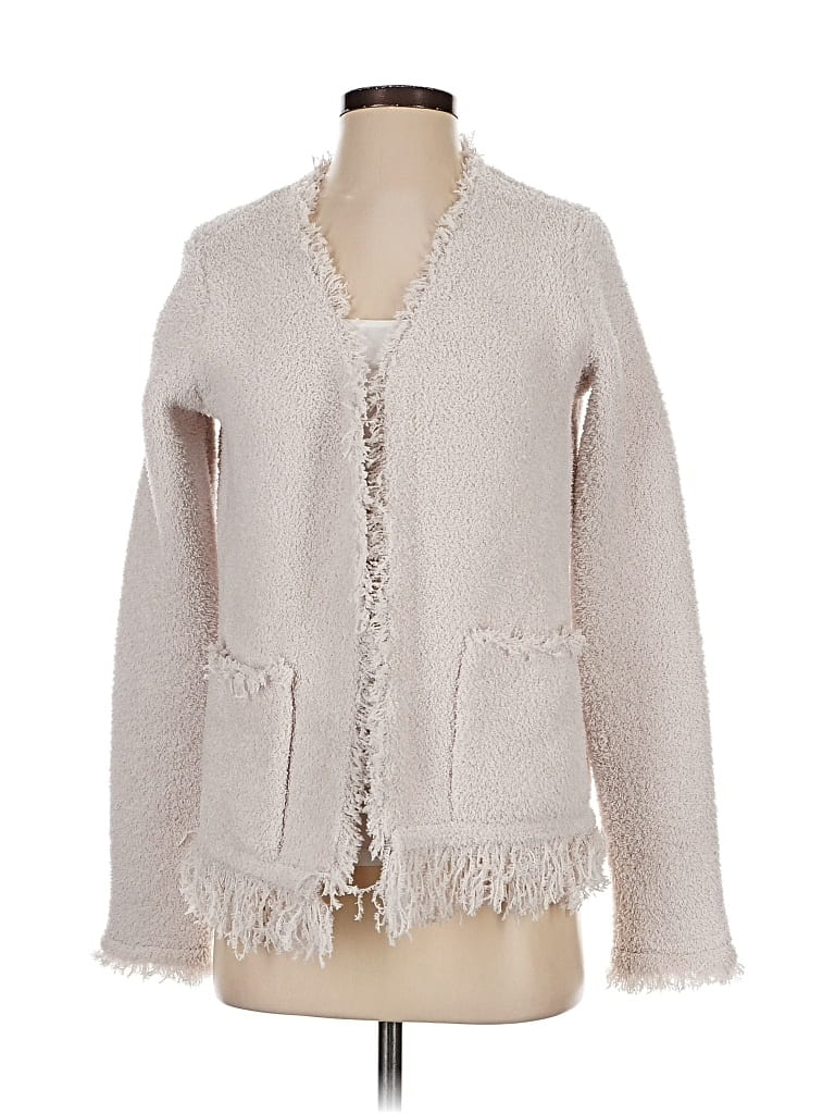 Pre-owned Barefoot Dreams Cozychic Lite Cardigan Sweater In White