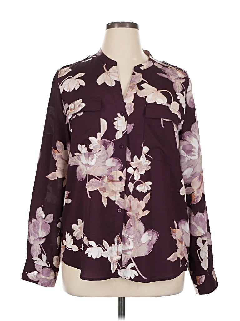 Pre-owned Calvin Klein Long Sleeve Blouse In Purple
