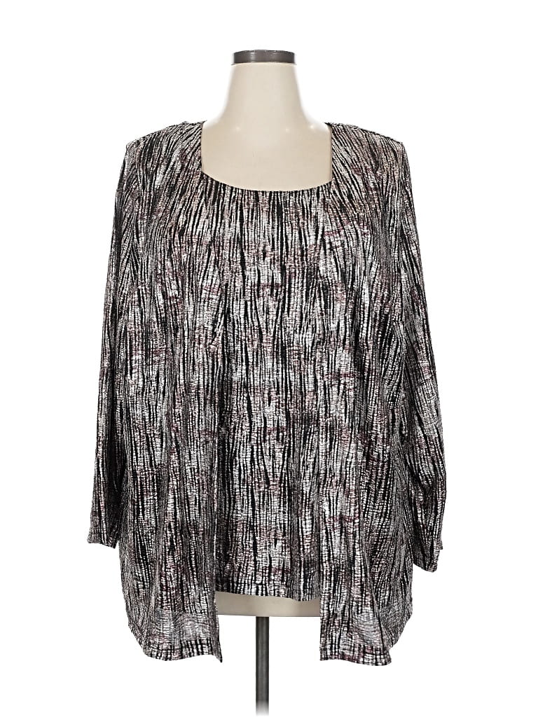 Pre-owned Dressbarn 3/4 Sleeve Blouse In Gray