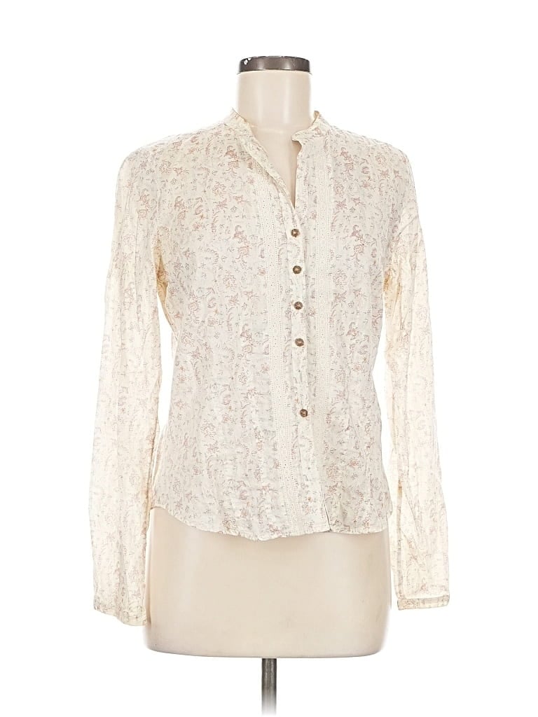 Pre-owned Gap Long Sleeve Blouse In White