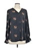 T Tahari 100% Polyester Gray Long Sleeve Blouse Size L - photo 1