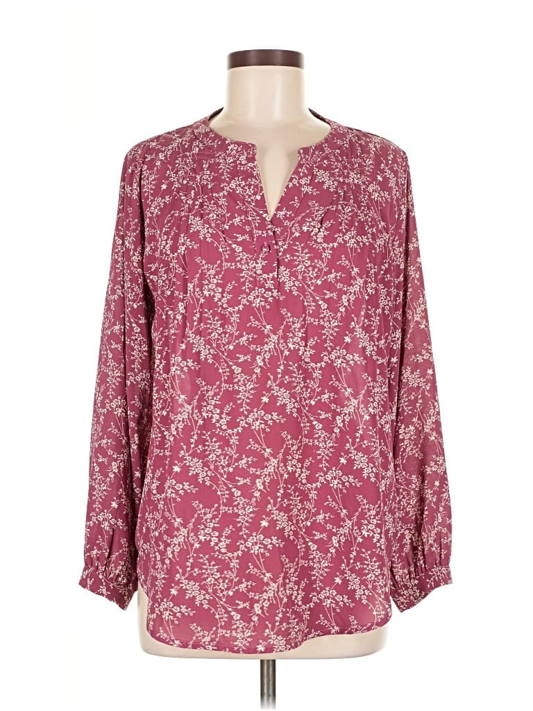 Pre-owned Fun2fun Long Sleeve Blouse In Burgundy