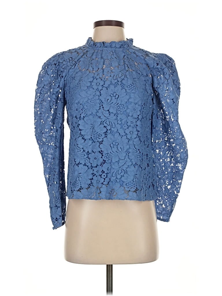 Pre-owned Express Long Sleeve Blouse In Blue