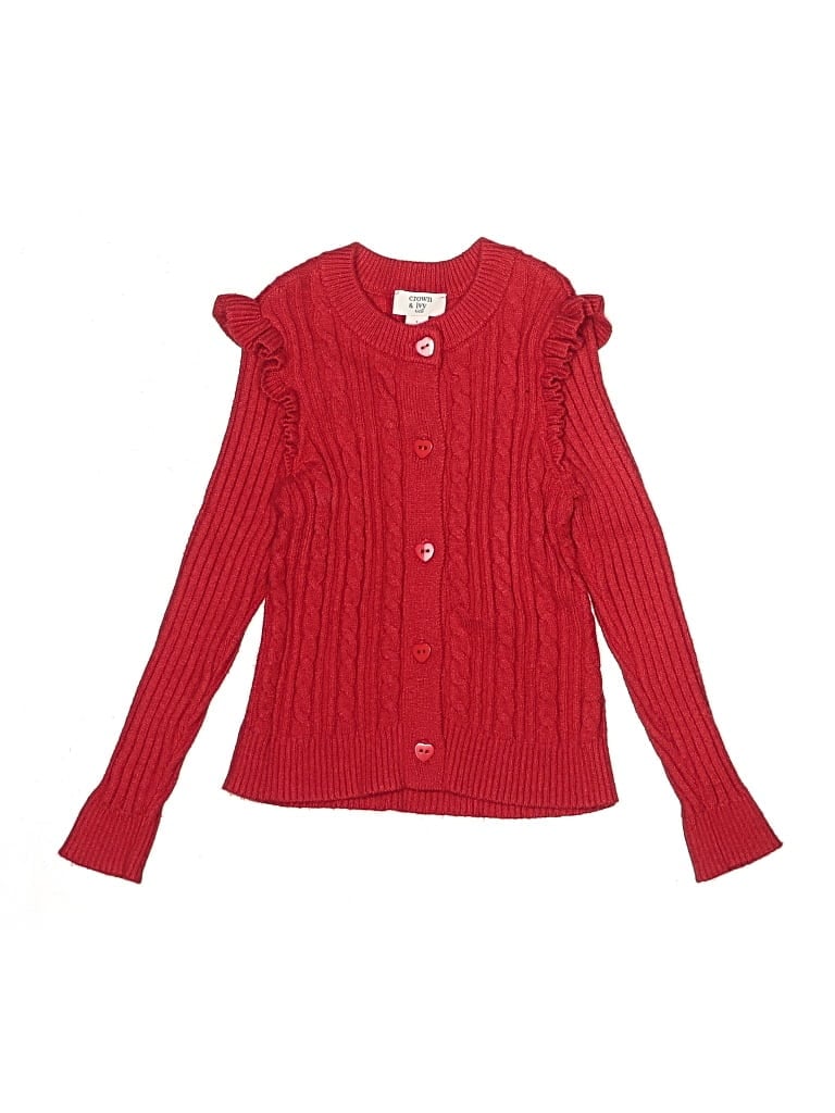 Pre-owned Crown & Ivy Kids' Cardigan Sweater In Red
