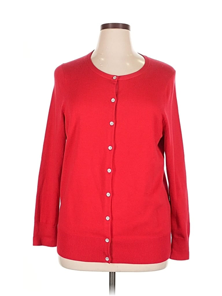 Pre-owned Lands' End Cardigan Sweater In Red
