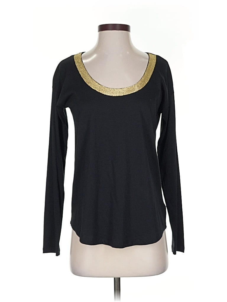 Pre-owned Michael Michael Kors Long Sleeve Top Black Scoop Neck Tops