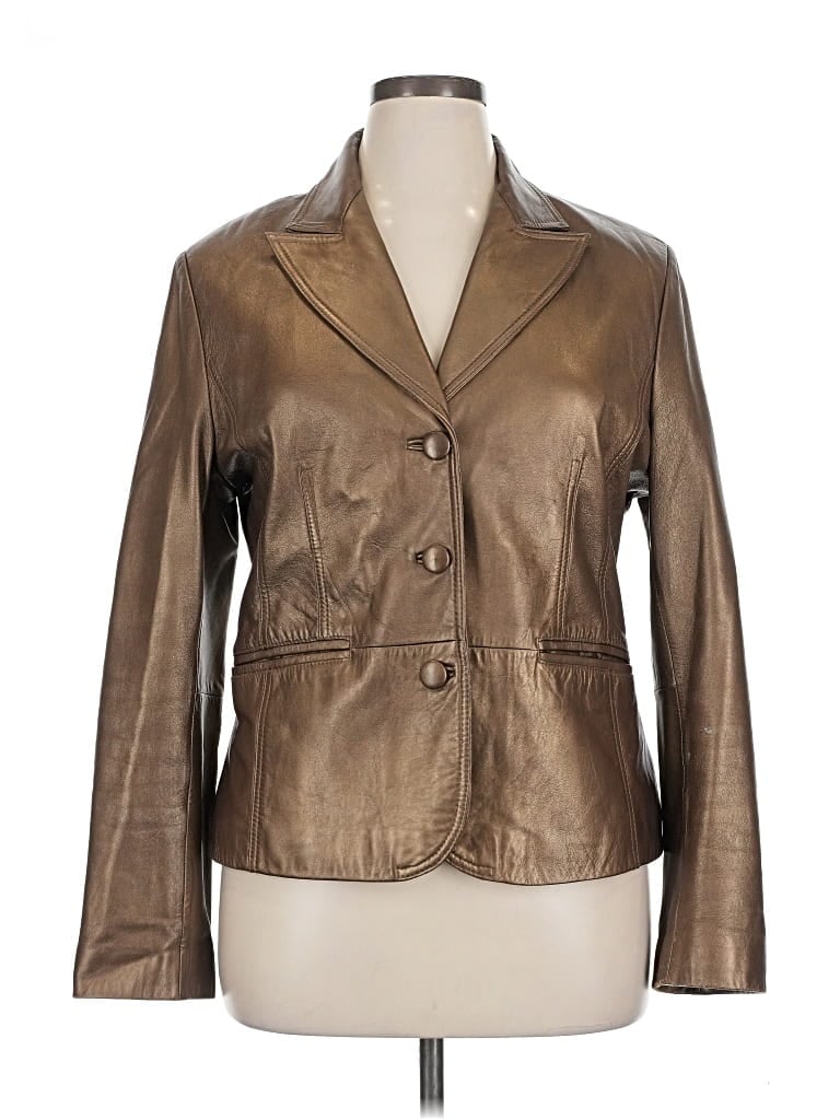 Pre-owned Bernardo Leather Jacket In Brown