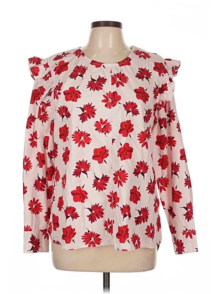 Pre-owned Free Assembly Long Sleeve Blouse In Red