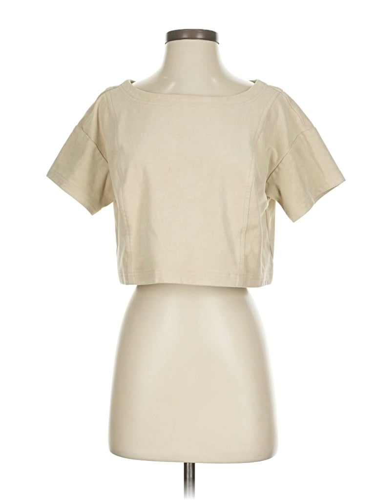 Pre-owned Pilcro Short Sleeve Top Ivory Square Neckline Tops In White