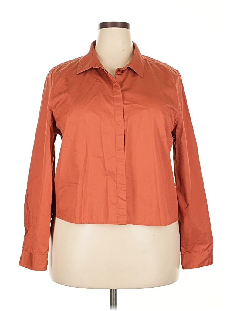 Pre-owned Garnet Hill Long Sleeve Button Down Shirt In Orange