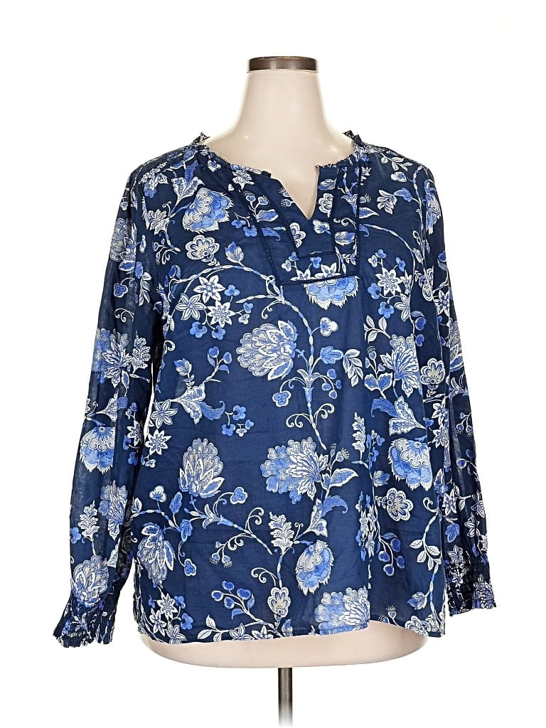Pre-owned Talbots Long Sleeve Blouse In Blue