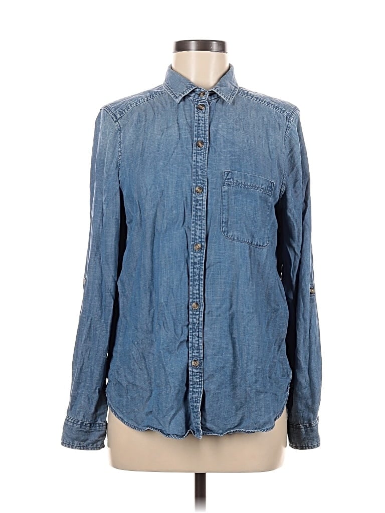 Pre-owned American Eagle Outfitters Long Sleeve Button Down Shirt In Blue