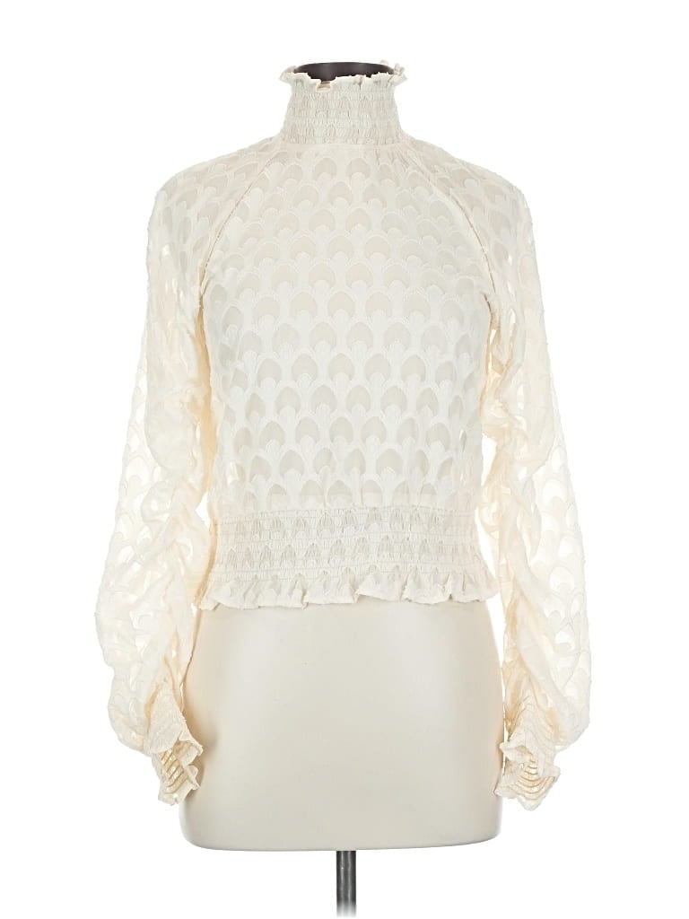 Pre-owned H&m Long Sleeve Blouse In White