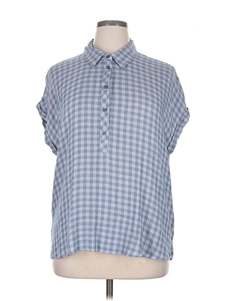 Pre-owned Cosmic Blue Love Short Sleeve Blouse In Blue