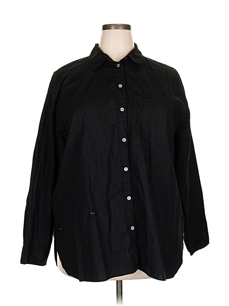 Pre-owned J.crew Factory Store 3/4 Sleeve Button Down Shirt In Black