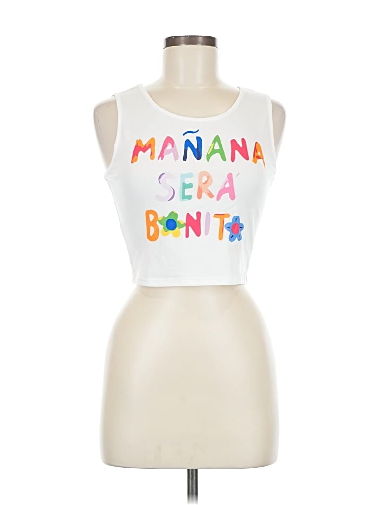 Pre-owned Unbranded Sleeveless T-shirt In White