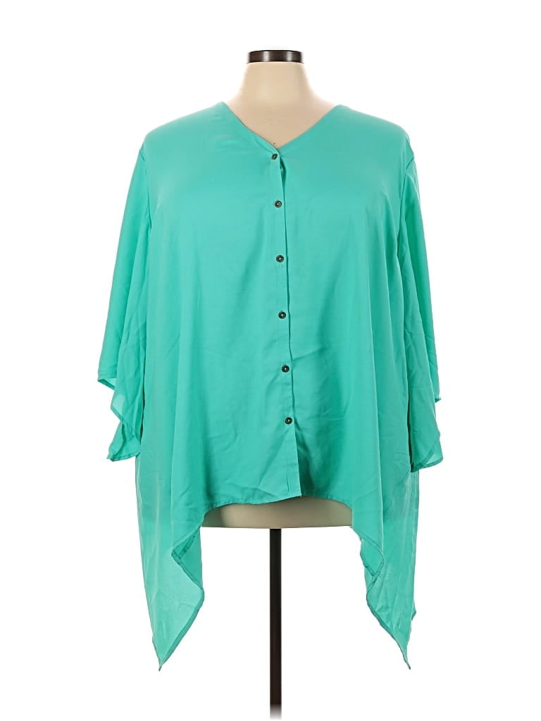 Pre-owned Catherines 3/4 Sleeve Blouse In Blue
