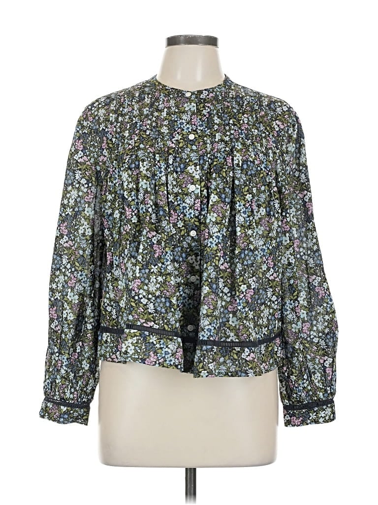 Pre-owned Old Navy Long Sleeve Blouse In Green