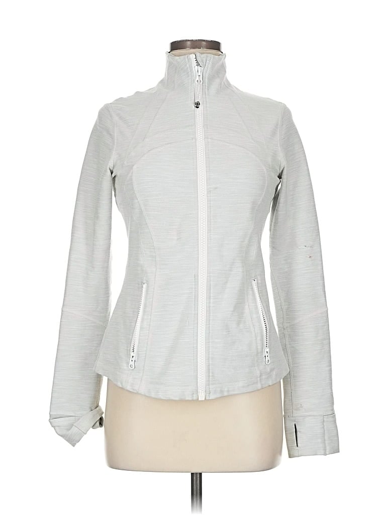 Pre-owned Lululemon Athletica Cardigan Sweater In Silver