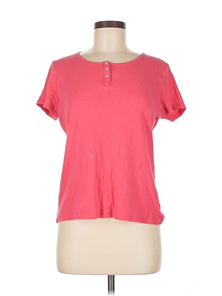 Pre-owned Croft & Barrow Short Sleeve Henley Shirt In Pink