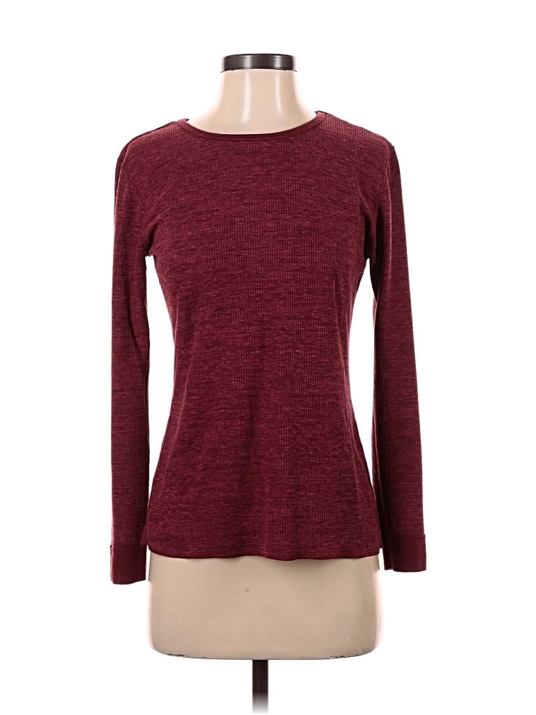 Pre-owned Fruit Of The Loom Long Sleeve T-shirt In Burgundy