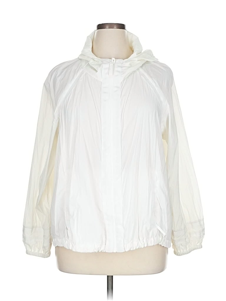 Pre-owned Athleta Windbreaker Jacket In White