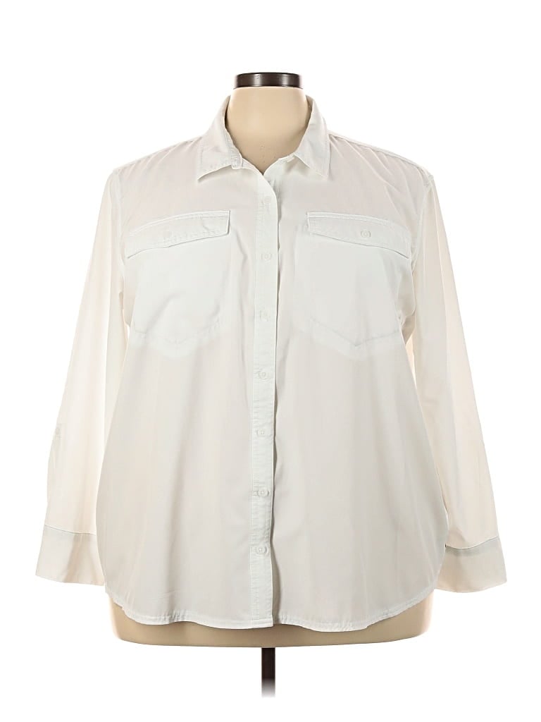 Pre-owned Eddie Bauer 3/4 Sleeve Blouse In White