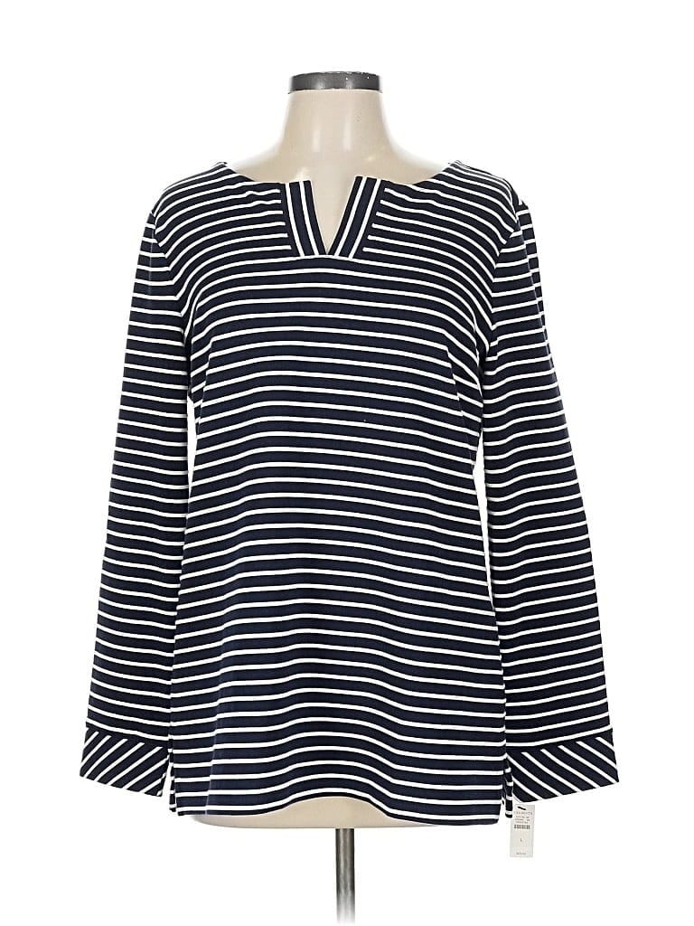 Pre-owned Talbots Long Sleeve Top Blue Open Neckline Tops