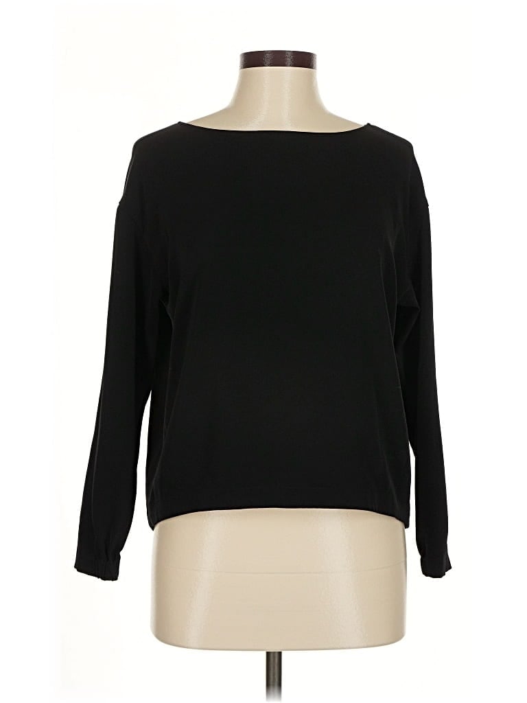 Pre-owned Uniqlo Long Sleeve Top Black Boatneck Tops