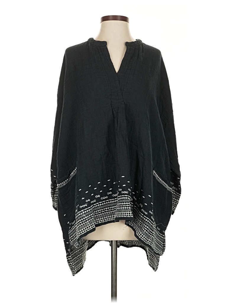 Pre-owned World Market Short Sleeve Blouse In Black
