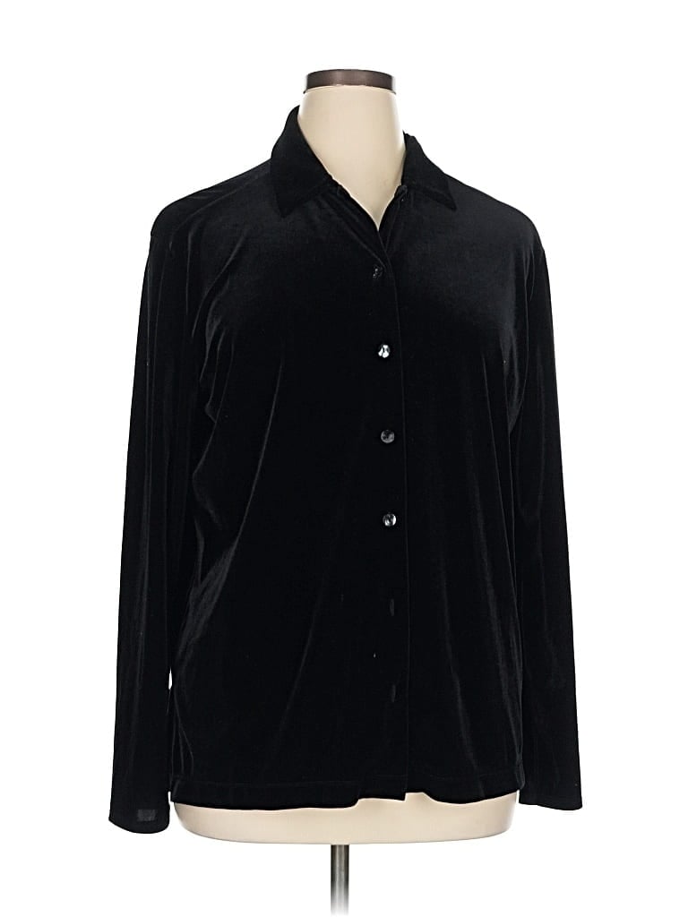Pre-owned Villager By Liz Claiborne Long Sleeve Polo Shirt In Black