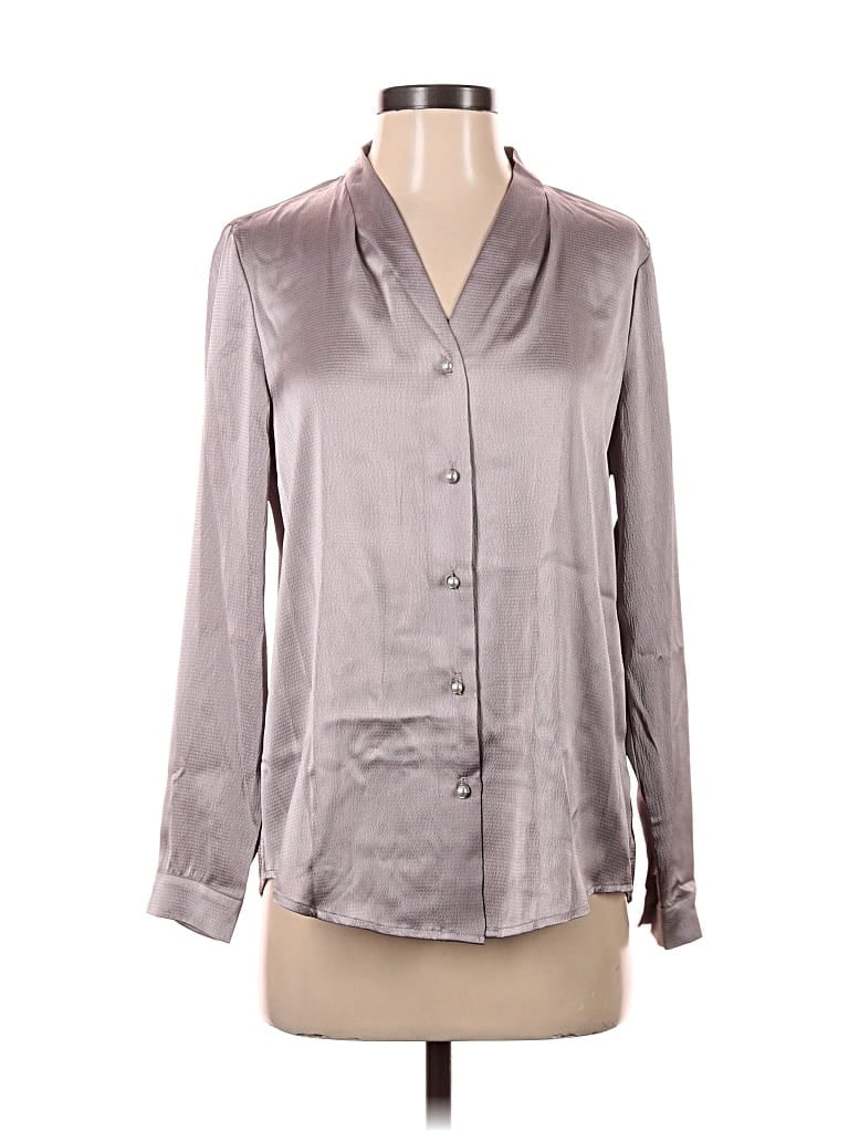 Pre-owned Adrianna Papell Long Sleeve Blouse In Gray