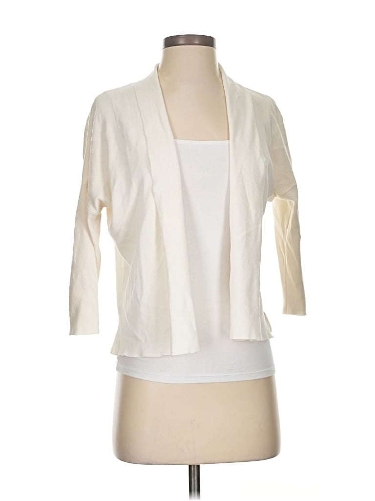 Pre-owned Ann Taylor Cardigan Sweater In White