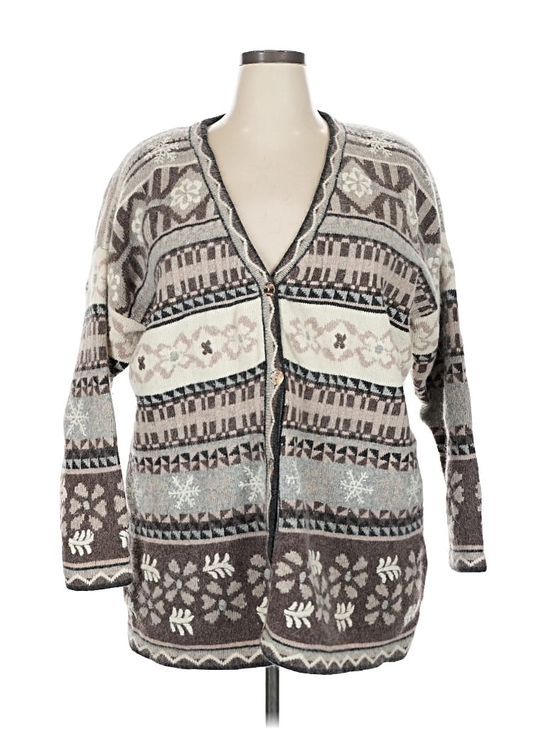 Pre-owned Assorted Brands Wool Cardigan Sweater In Brown