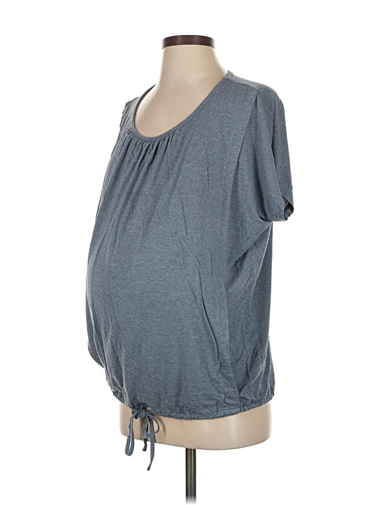 Pre-owned Seraphine Short Sleeve Top Gray Scoop Neck Tops