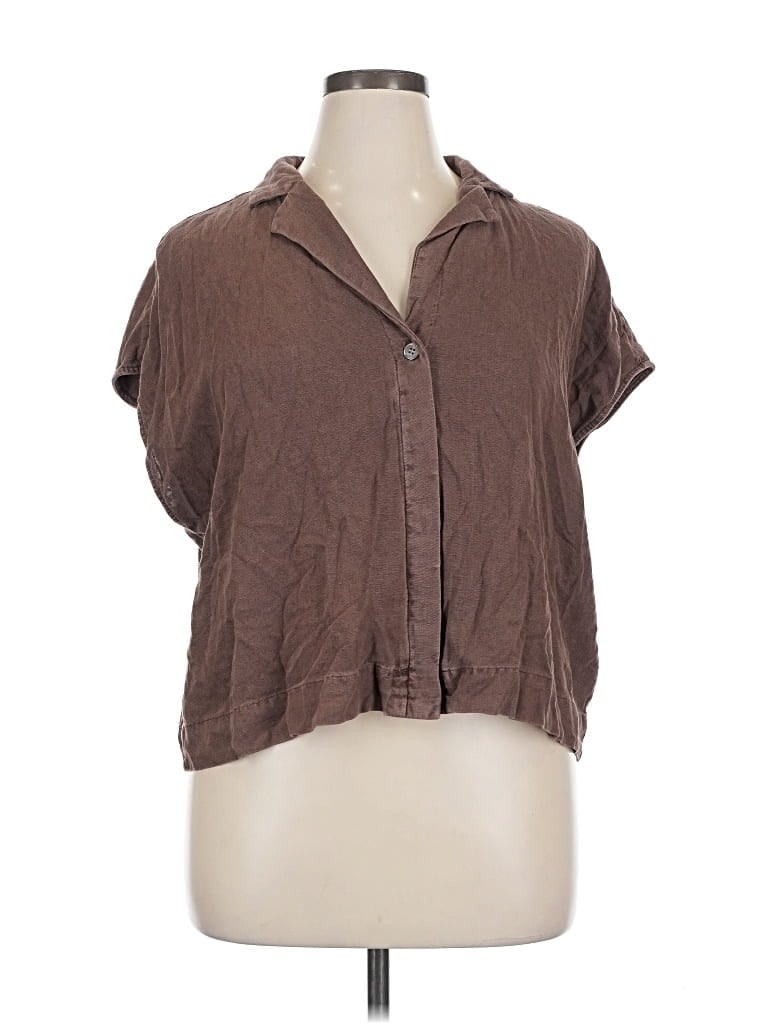 Dear John Short Sleeve Blouse In Brown