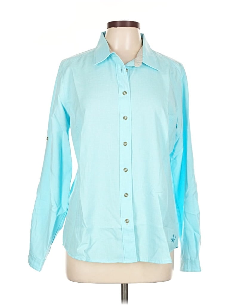 Pre-owned Orvis Long Sleeve Blouse In Blue