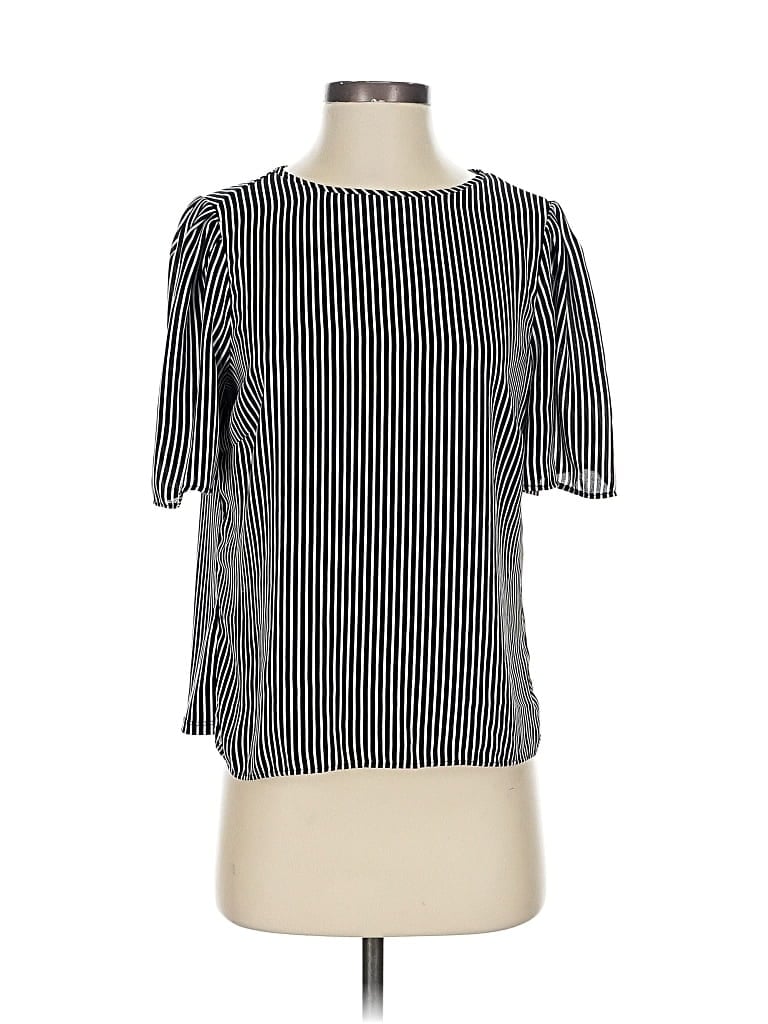 Pre-owned Ann Taylor Factory Short Sleeve Blouse In Black